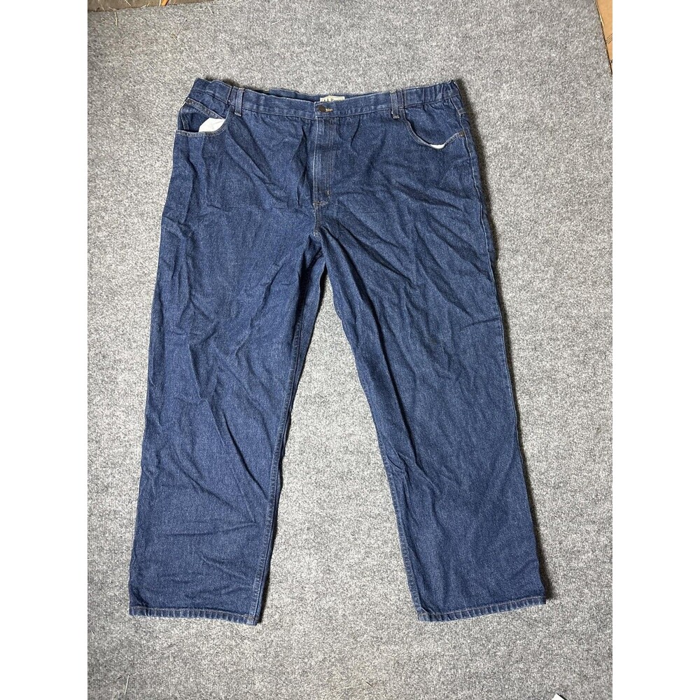 L.L. Bean Comfort Waist Jeans Mens 46x30 Blue Relaxed Straight Dark Wash Denim